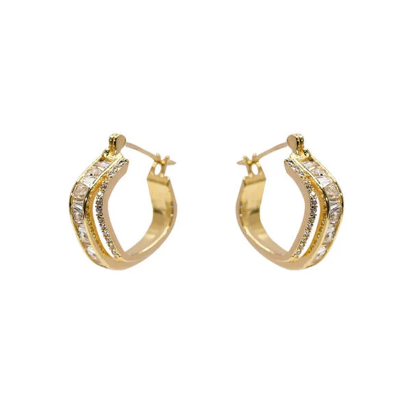 Rhinestone Geometric Square Earrings - Image 3