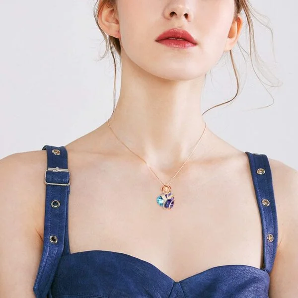 Sterling Silver Heart Rose Flower Necklace - Image 2