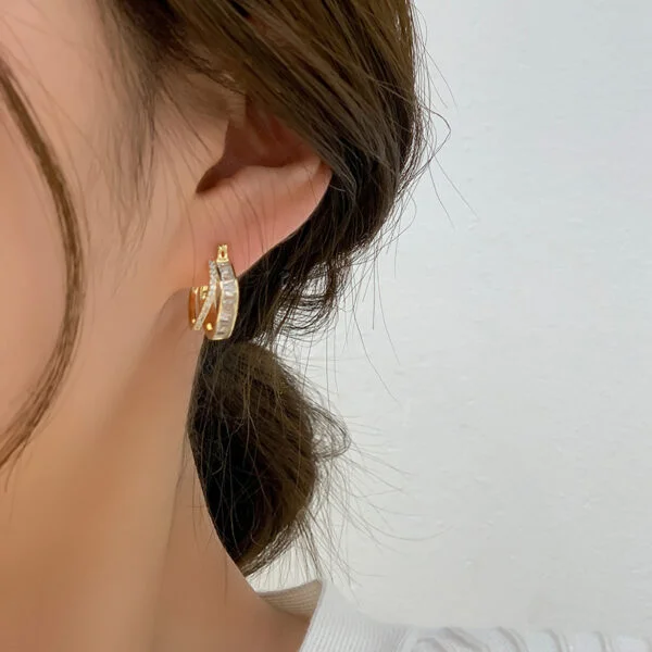 Rhinestone Geometric Square Earrings